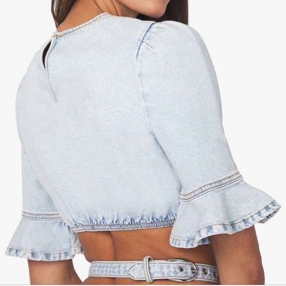 NWT WeWoreWhat Cropped Denim Top - Picture 2 of 13